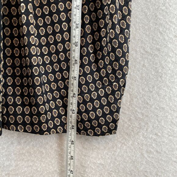 ST. GILLIAN SILKS Dress 4 Sheath Midi Printed Draped Long Sleeve Black Vintage - Picture 12 of 13